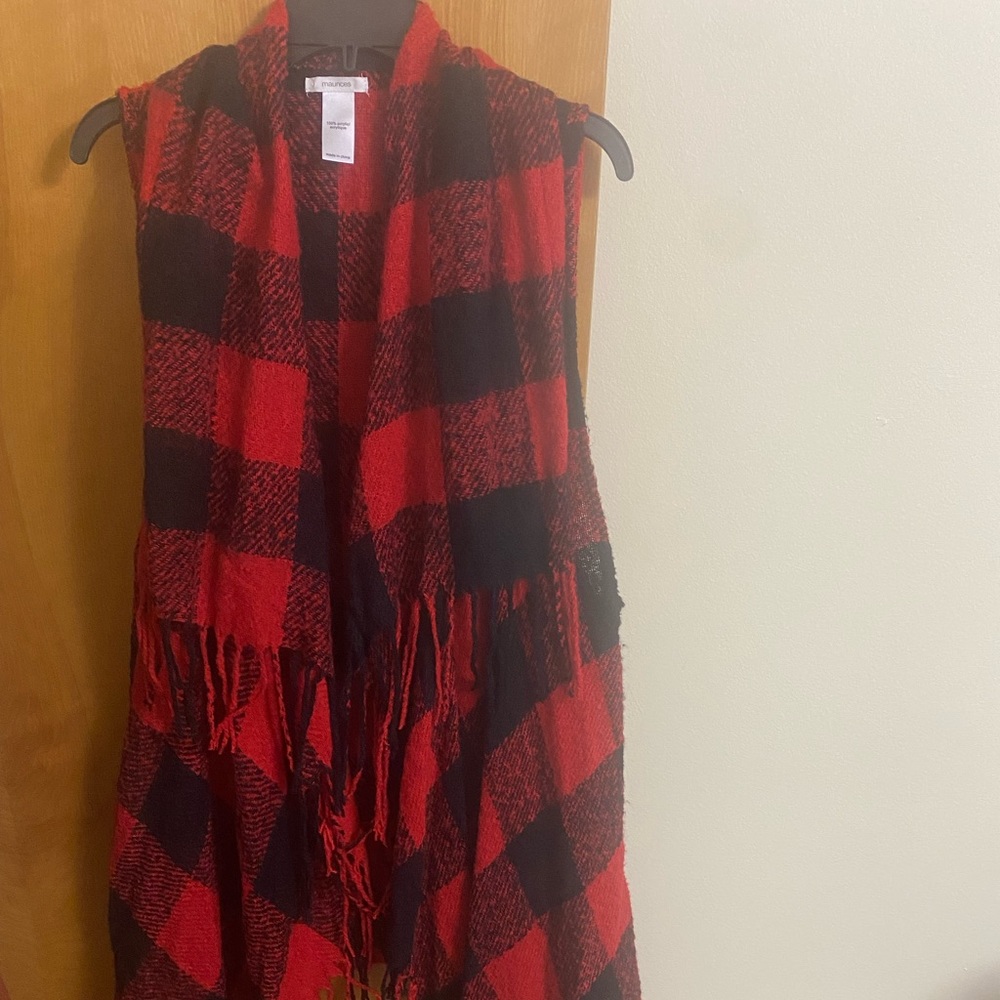 Red & Black plaid longer vest